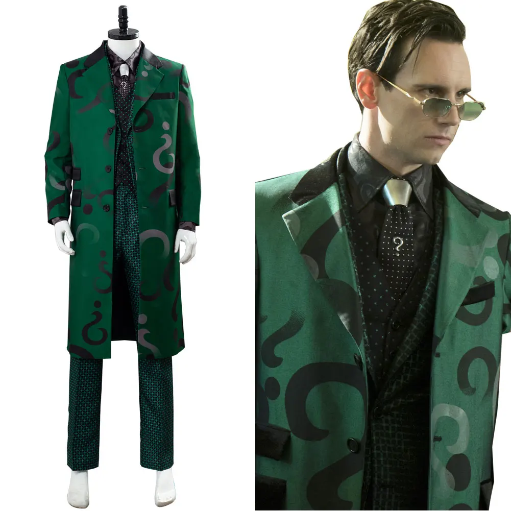 Fast Shipping Anime Gotham Season 5 The Riddler Cosplay Edward Nygma Costume Coat Uniform suit Halloween Christmas gift for Boy |