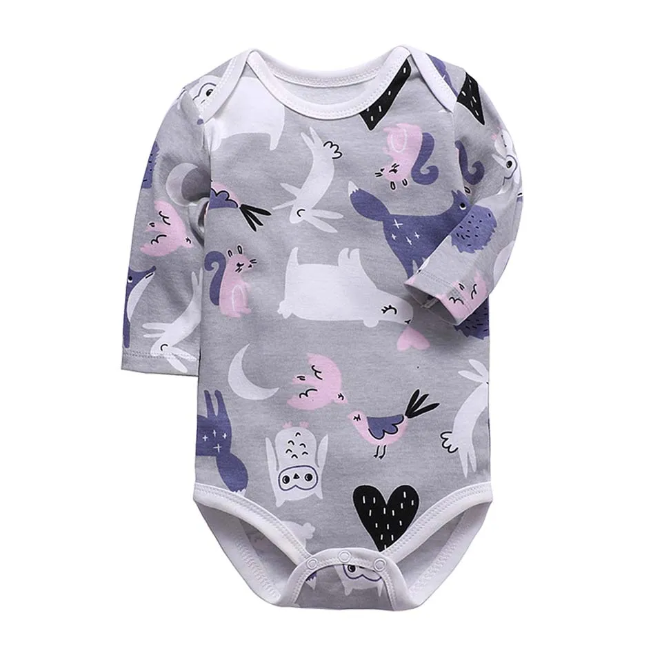 Newborn Baby Clothes Long Sleeved Cotton Baby Bodysuits Cartoon Leaves Print Infant Jumpsuits Body Suits Autumn - Цвет: Черный