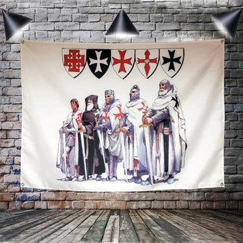

Knight Flag Banner Polyester Wall Art Canvas Painting Hang on the wall 4 grommets Custom Flag indoor Decoration Knight Templar