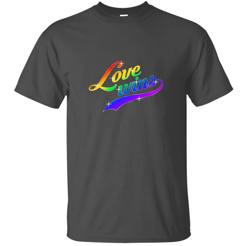

Printed Funny Casual Love Wins Lgbt Gay Pride Csd Rainbow Tshirt Natural Letters Gents T Shirts Short-Sleeve Tee Shirt