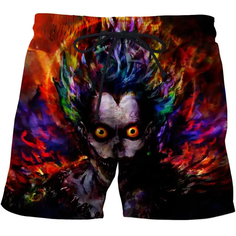Pantalones cortos de playa con estampado 3d de calavera para hombre, ropa de Surf, pantalones de playa digitales 3d, pantalones cortos de playa harajuku