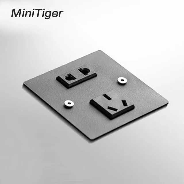 Minitiger 1/2/3 Gang 1 способ/2 Way 86 Тип скандинавском стиле домашняя стенная розетка панель пористый кованого железа рычаг кожа переключатель - Цвет: Socket