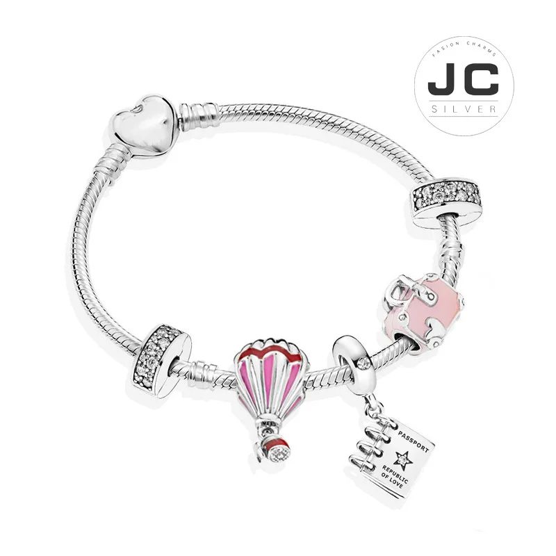 JC модный очаровательный 925 пробы серебряный DIY браслет воздушный шар опал, мужской женский браслет Женские аксессуары ювелирное изделие подарок