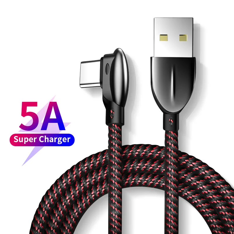 Черный 5A Supercharge Тип usb C кабель для huawei P20 P30 Pro Quick Charge 4,0 3,0 быстрой зарядки Тип C кабель для samsung S9 S10 USB C - Цвет: Черный
