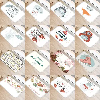 

Christmas Doormat Entrance Door Printed Anti-slip Home Decor Coral Fleece Rug Living Room Bath Non-Anti-Slip Mats Carpet 48236