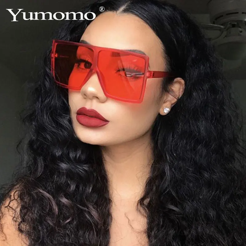 Модные женские солнцезащитные очки YUMOMO красные модные большие квадратные для