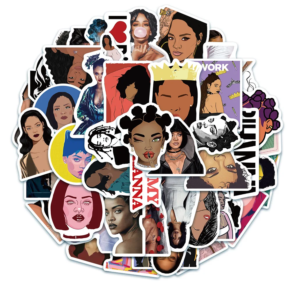 

10/30/50PCS female singer Rihanna graffiti stickers luggage laptop guitar locomotive mobile phone decoration wholesale