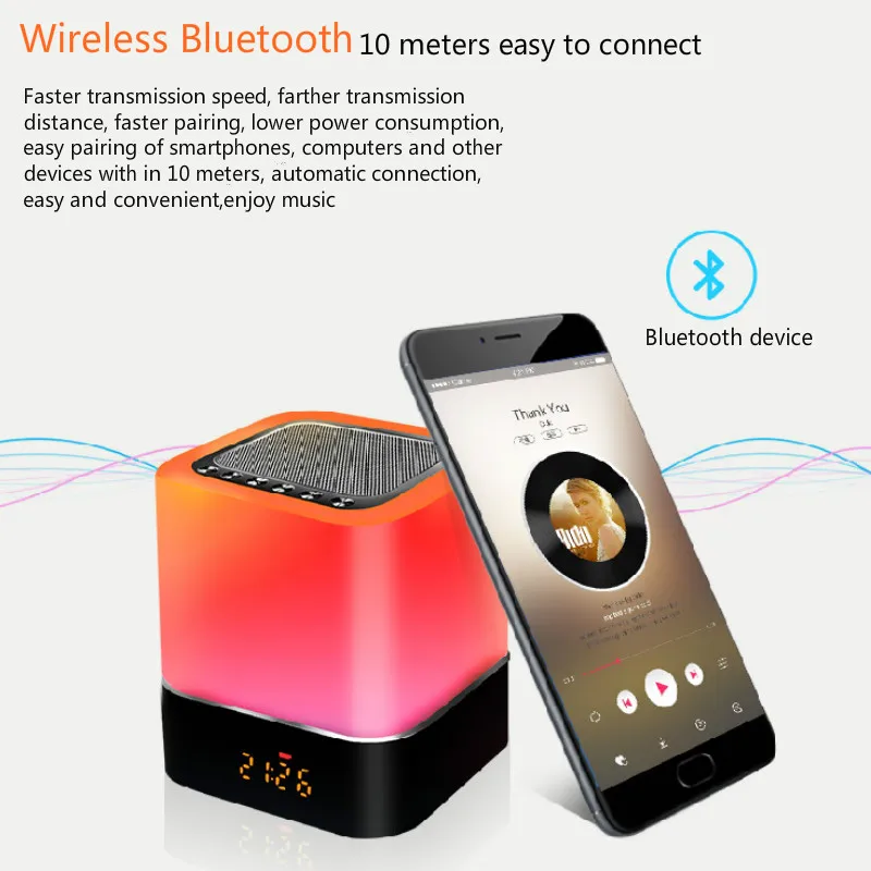 Беспроводной Bluetooth динамик светодиодные часы Многофункциональный fm-радио будильник Tf карта музыкальный плеер сенсорный зонд ночные часы
