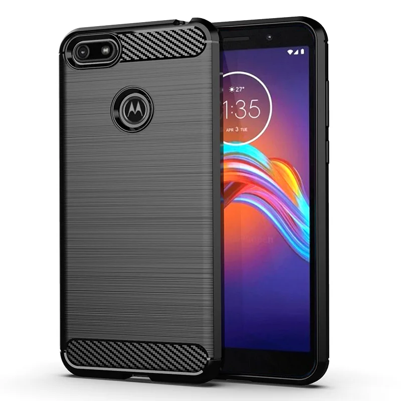 Для Motorola Moto E6 Play Мягкий противоударный бампер из углеродного волокна Полная Защита силиконовый чехол для телефона для Moto E6 Play