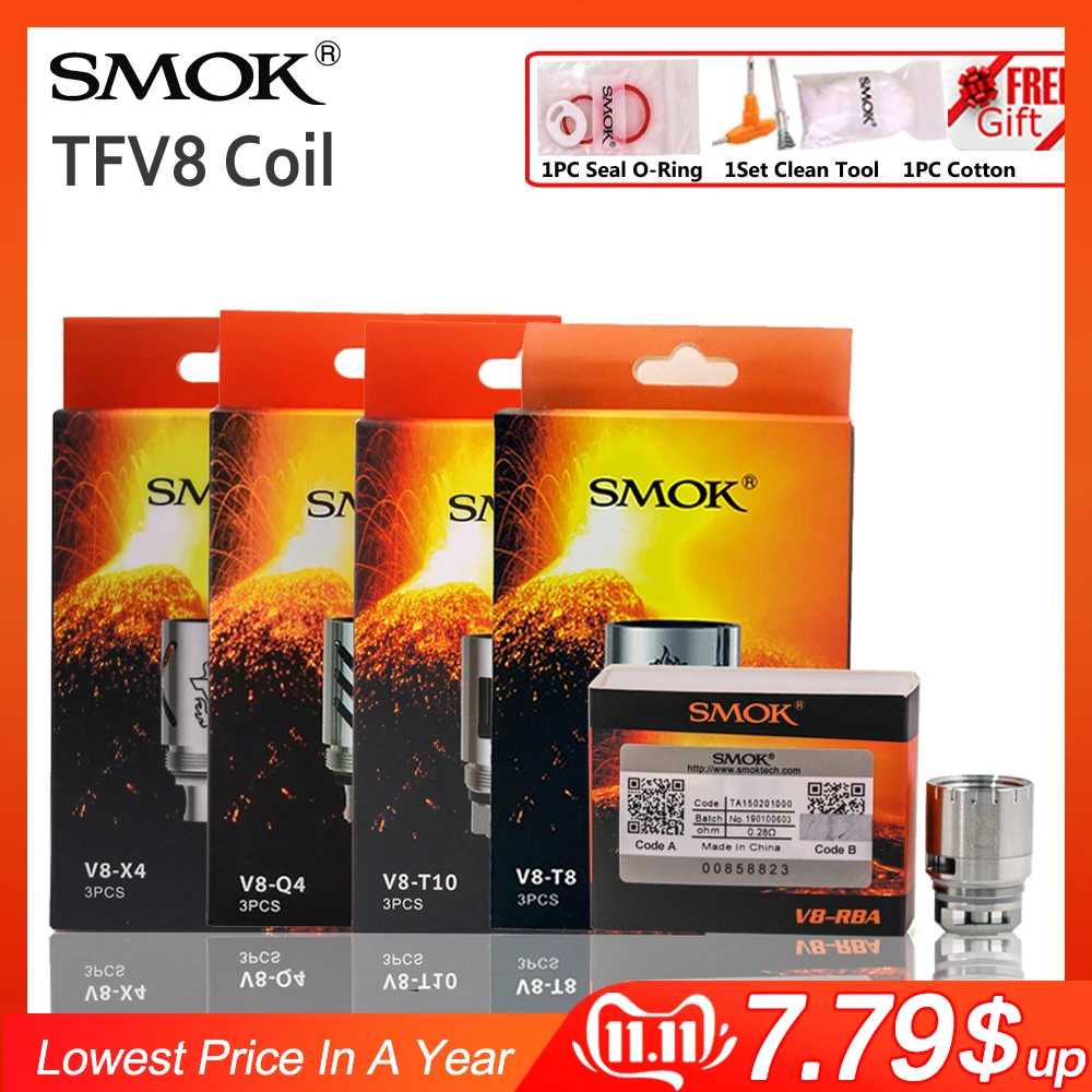 Оригинальная головка спирали SMOK TFV8 X4 T10 V8 T8 T6 Q4 RBA сопротивление сердечника