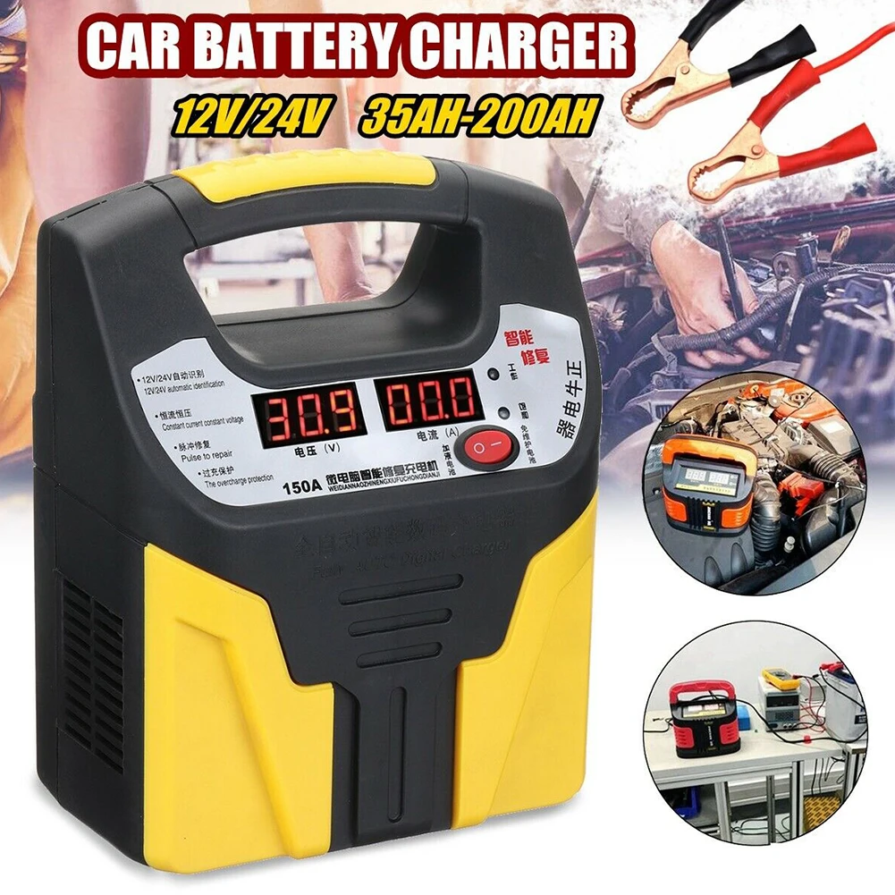 

Fast LCD Display Power Bank Truck Multiple Protection Car Battery Charger Safe Smart Automatic Pulse Repair Motorcycle Digital