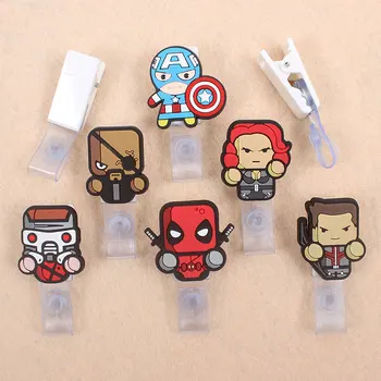 

Cartoon America Captain Badge Holder Plastic Clip Of Work Cover Student Badge Reel Nurse Exhibition Enfermera Name Card For Boys