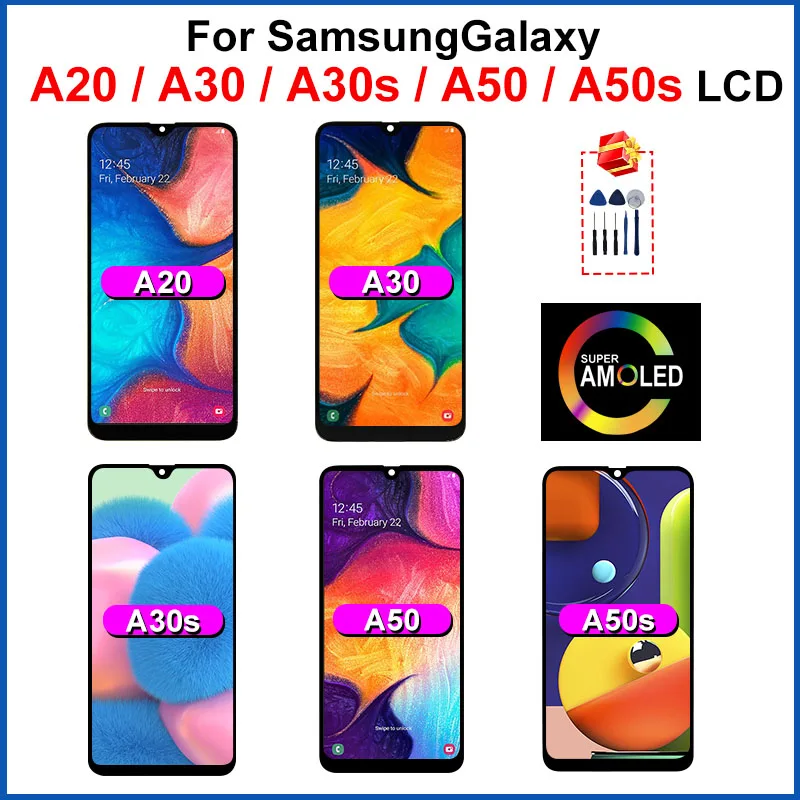 ЖК-дисплей AMOLED для Samsung Galaxy A20 дисплей A30 A50 экран A50S A30S A205F A305F A307F A505F A507F дигитайзер