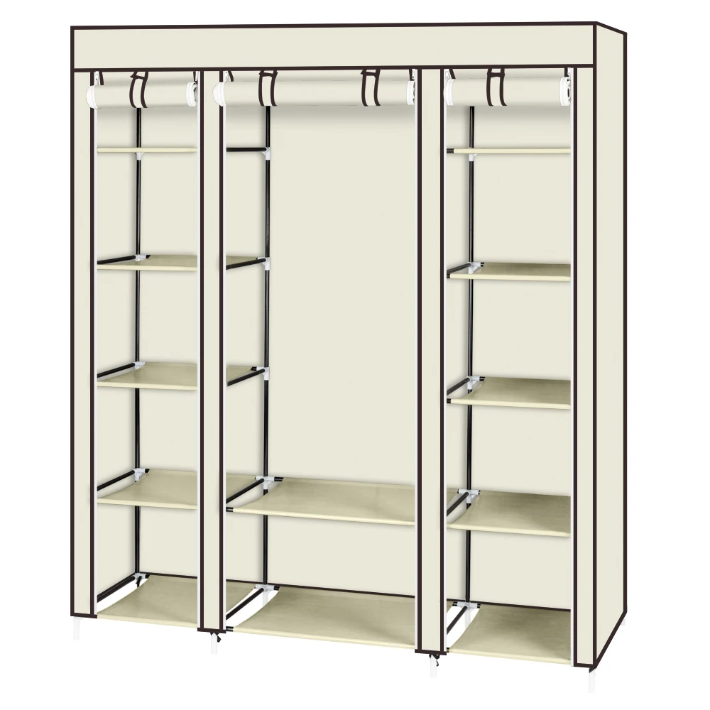 

Two Colors 69" Portable Clothes Closet Wardrobe Storage Organizer with Non-Woven Fabric Quick Bedroom Furniture Wardrobe
