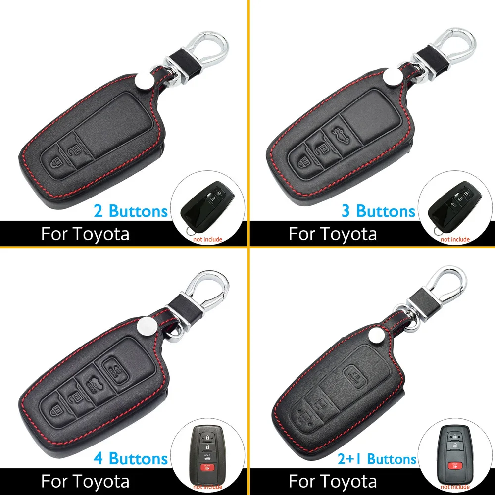 4 кнопки кожаный чехол для ключей автомобиля для Toyota Prado CHR C-HR Camry Smart Keyless дистанционный брелок крышка аксессуары авто брелок сумка