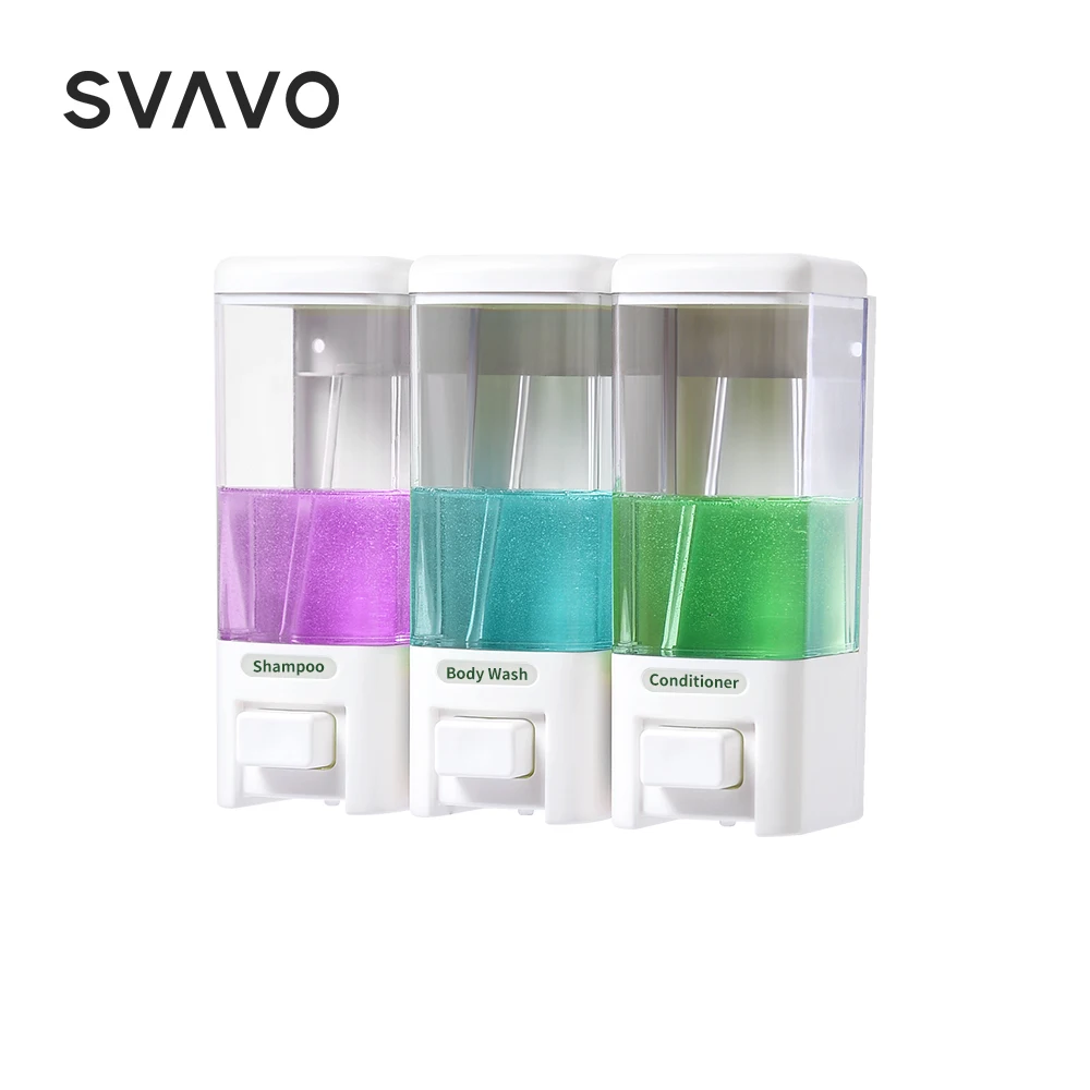 SVAVO 500ml*3 Wall Mounted Triple Soap Dispenser Large capacity Liquid Hand Pressing Manual | Обустройство дома