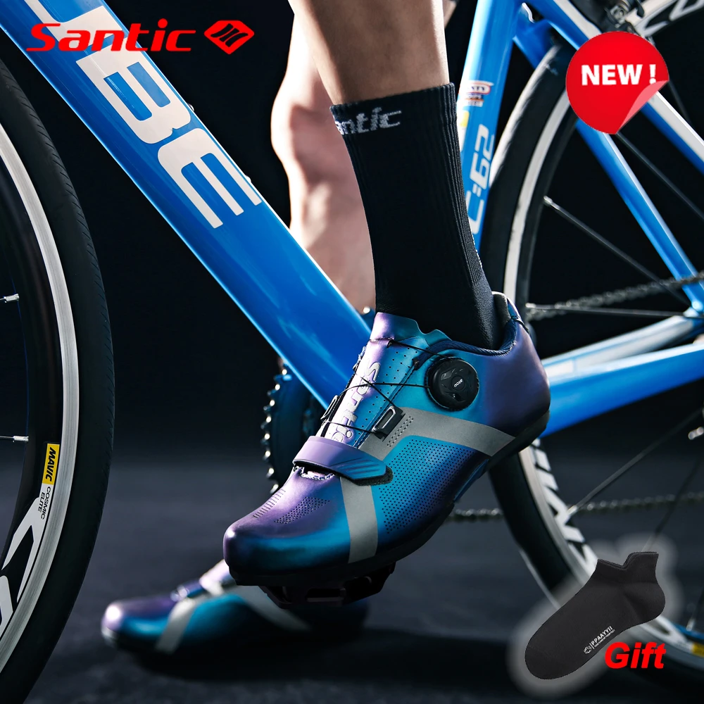 Santic zapatos de ciclismo para hombre, zapatillas para de montaña y carretera, con hebilla giratoria, bloqueo, varios colores|Zapatillas de - AliExpress