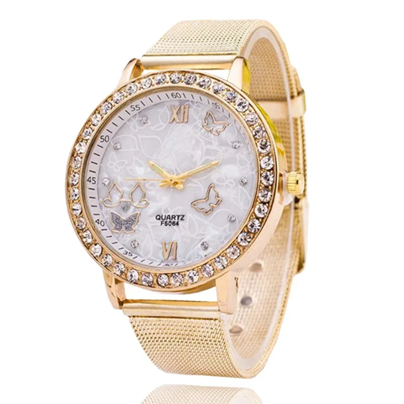 

Foreign Trade Hot Sales Casual Mesh Belt Diamond Set WOMEN'S Watch Thin Drawstring Stainless Steel Watch Man-made Diamond Butter