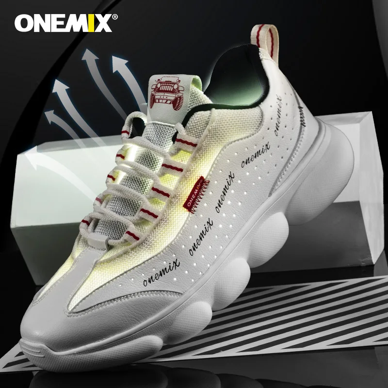Новинка; ONEMIX обувь для папы; модные легкие кроссовки в стиле ретро; мужские вулканизированные теннисные туфли; белые уличные спортивные кроссовки