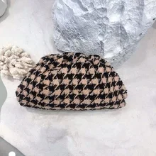 Дневной клатч из натуральной кожи, твид, вечерняя сумочка, женская сумка с рюшами, шерстяная подушка, сумка в клетку, Холщовый мешочек, кошельки и сумки