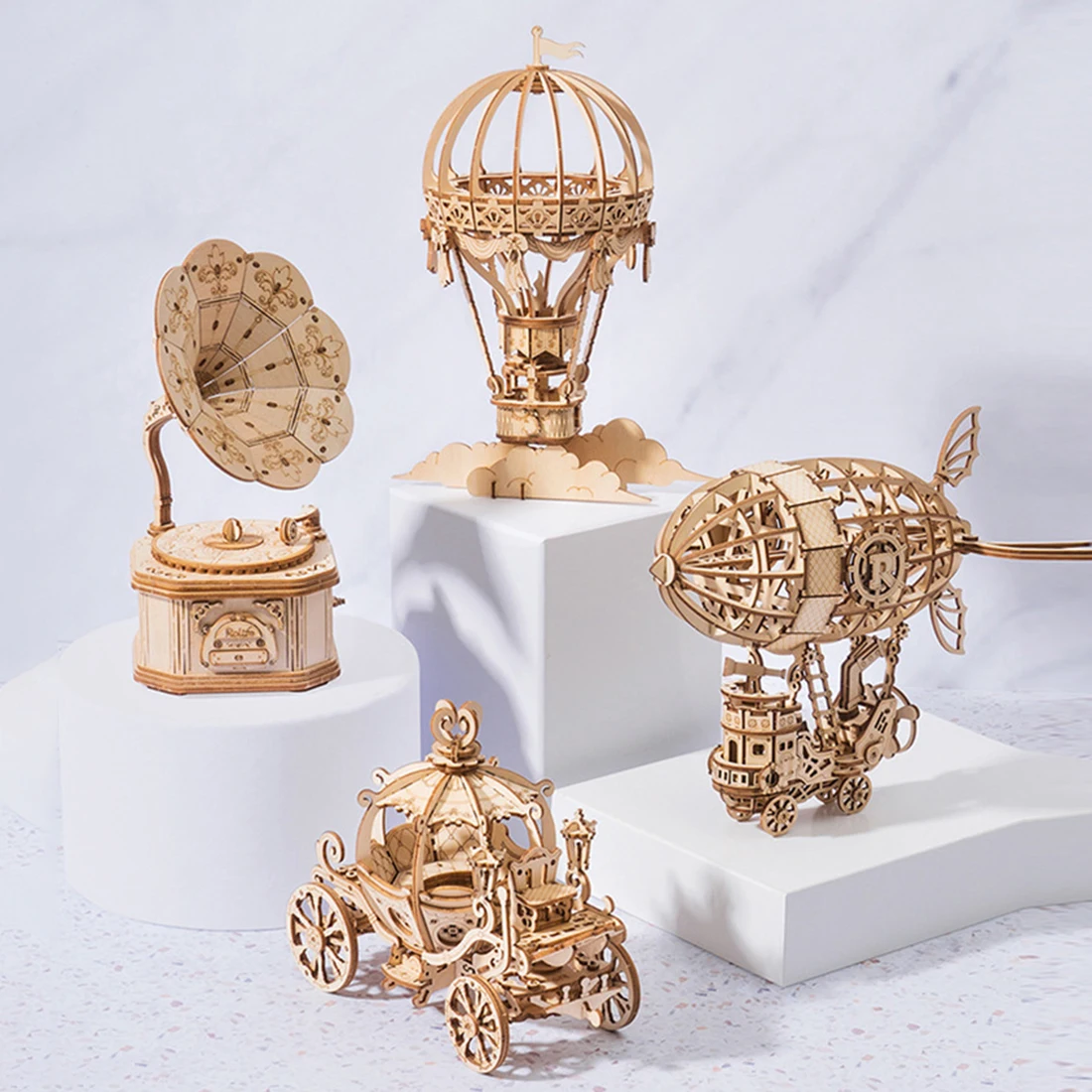 

Surwish 3D Wooden Puzzle Airship DIY Mechanical Transmission Model Assembling Educational Diy Assembly Toys