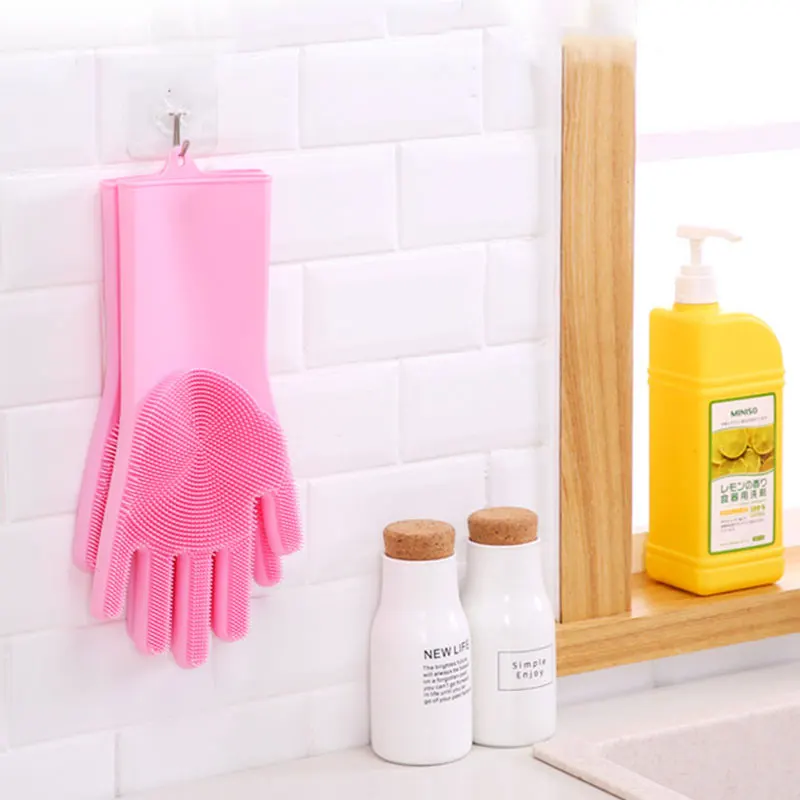 Волшебный, резиновый кухонные товары для дома силиконовые для домашнего мытья посуды перчатки 1 пара чистящие перчатки силиконовая щетка