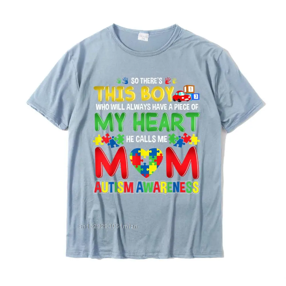 Summer Printing T Shirt for Male Cotton Father Day Tops T Shirt Street T Shirts Short Sleeve Plain Round Collar Mom Autism Awareness T-Shirt Mother of Boys Gift__4922 light