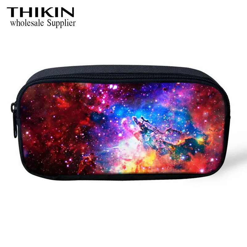 THIKIN Stars Блестящий пенал для девочек и мальчиков школьный пенал розовый Galaxy женский Несессер для туалетных принадлежностей кошелек на молнии из полиэстера