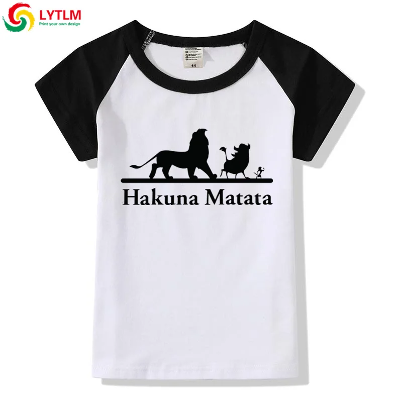 Футболка LYTLM Hakuna Matata футболка с изображением Льва и короля сумбы футболки для девочек-подростков футболки для мальчиков и девочек 10-12 лет с аниме детская одежда для мальчиков - Цвет: DXCJ LYCRA Black