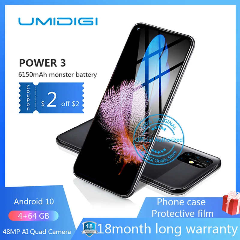Смартфон UMIDIGI Power 3 глобальной версии 6150 мАч экран 6 53 дюйма FHD+ 4 ГБ Helio P60 64 ПЗУ