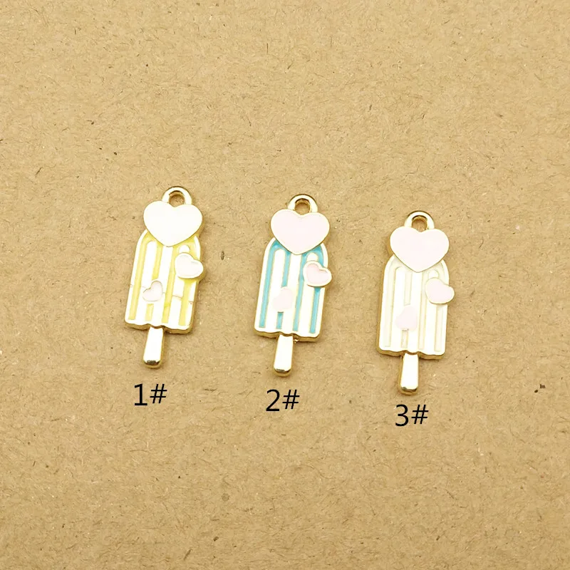 

10pcs 8x21mm enamel heart ice cream charm for jewelry making and crafting fashion earring pendant necklace and bracelet charms