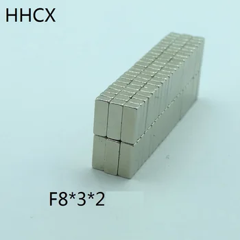 

100pcs/lot Magnet 8x3x2 N35 Strong Square NdFeB Rare Earth Magnet 8*3*2 Neodymium Magnets for moto