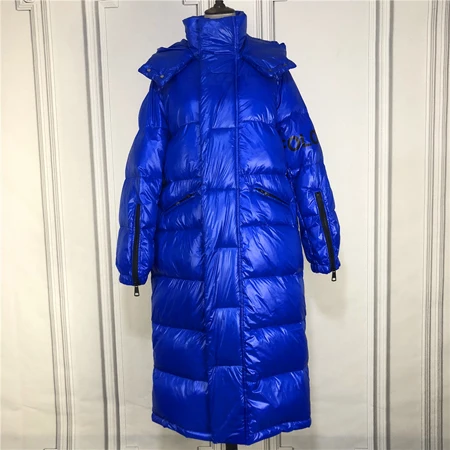 Women Long Down jacket Winter Letter print Loose Oversized Female down coat Hooded Thick warm Elegant Outwear YNZZU 9O072 - Цвет: Синий