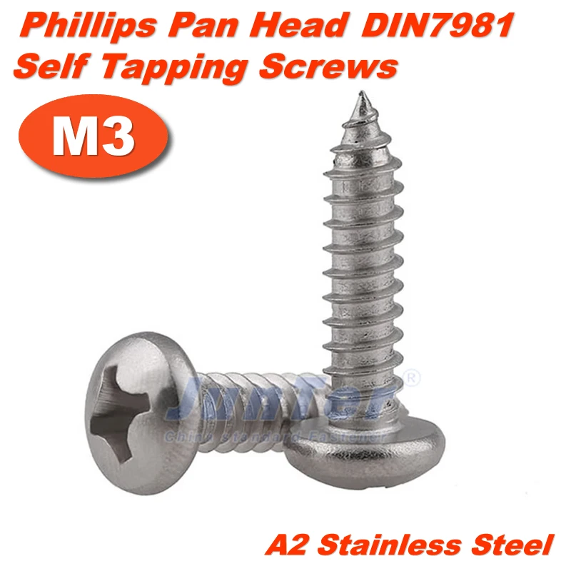 A2 Stainless Steel Phillips Pan Head Machine Screws Metric DIN7985 3mm M3 x 25mm 100pcs//lot M3