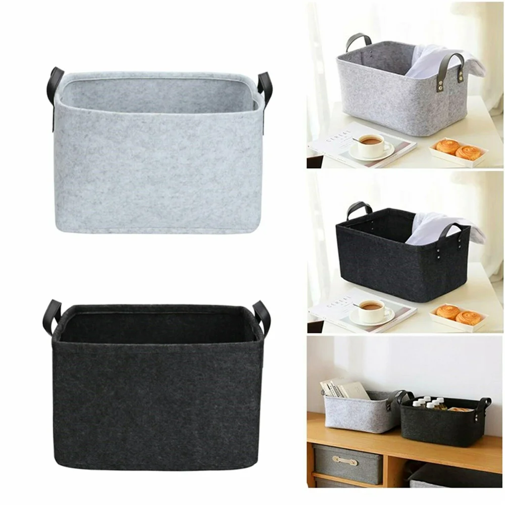 

1pc Felt Storage Basket Folding Storage Box Closet Toys Hamper Laundry Bag Shelf Box Organizer Bedroom Socks Storage