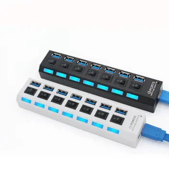 

3.0 USB Hub Splitter Multiple 7 Port Hub Splitters With Power Adapter Computer