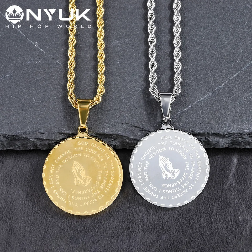 NYUK Bible Verse молитва Fate Love ручная монета медаль кулон ожерелья из нержавеющей стали