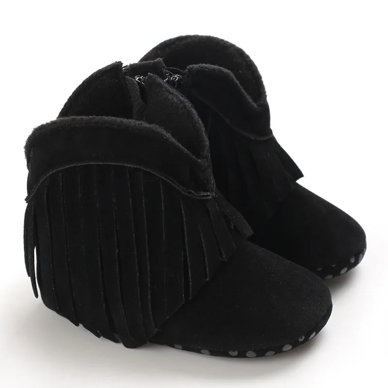 Детская теплая обувь; сезон зима-осень; Детские хлопковые кроссовки для мальчиков и девочек; нескользящие кроссовки с мягкой подошвой для малышей - Цвет: Черный