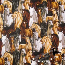 110 см Ширина красочные лошади холст хлопок tissus животные мультфильм комиксы напечатанные ткани лоскутное шитье материал для Diy одежды