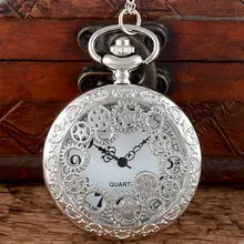 Новое поступление, серебряные кварцевые цепочки для карманных часов в стиле стимпанк и скелета, винтажное ожерелье с подвеской для мужчин и женщин, часы в подарок
