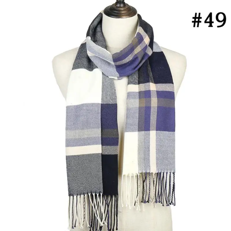 Клетчатый зимний шарф женский тёплый платок одноцветные шарфы модные шарфы на каждый день кашемировые шарфы - Цвет: 47