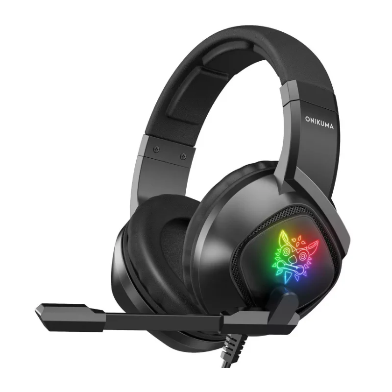 ONIKUMA K19 профессиональный игровой наушники гарнитура с микрофоном RGB светодиодный