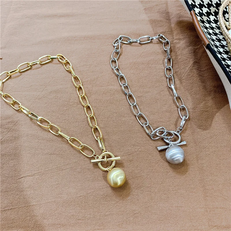 Rough Chain Round Ball Necklaces Gold Silver Color Trendy Style Chains Frosted Circle Pendant for Women Jewelry | Украшения и
