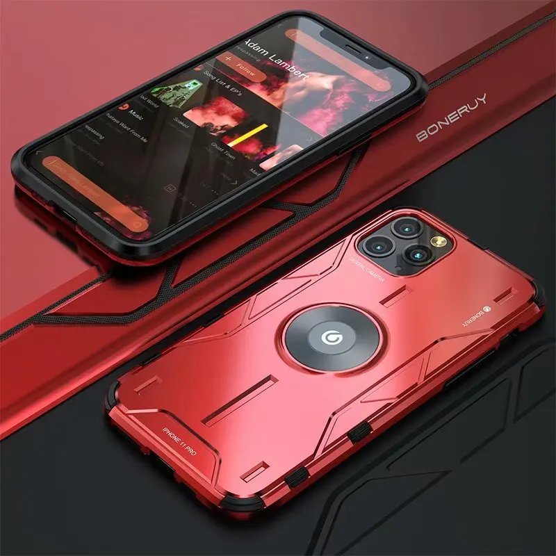 BOBYT для iPhone 11 Pro Max XS XR Magic Shield Алюминиевый Чехол CNC металлический жесткий чехол с функцией подставки