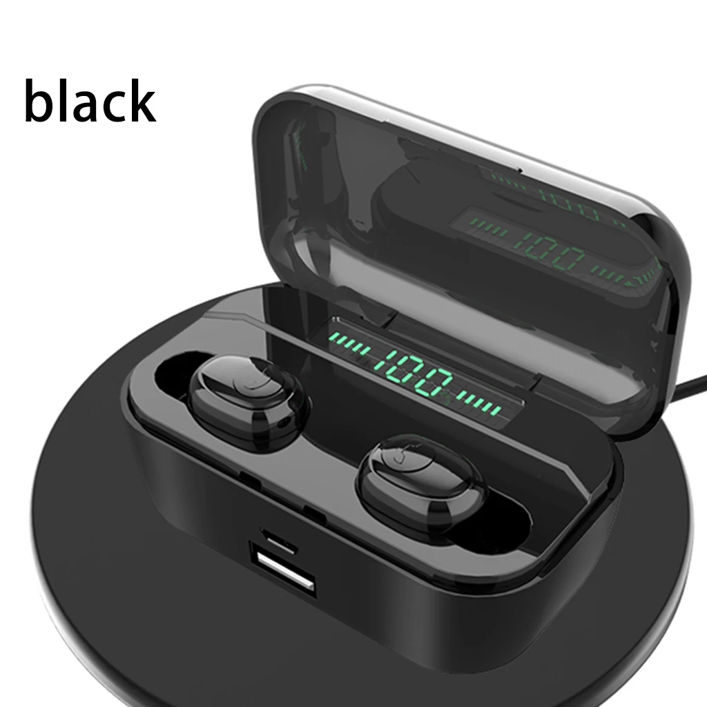 Хит 5,0, Bluetooth наушники, 8D, стерео беспроводные наушники, гарнитура, IPX7, водонепроницаемые, Bluetooth наушники с 3500 мАч, чехол - Цвет: black