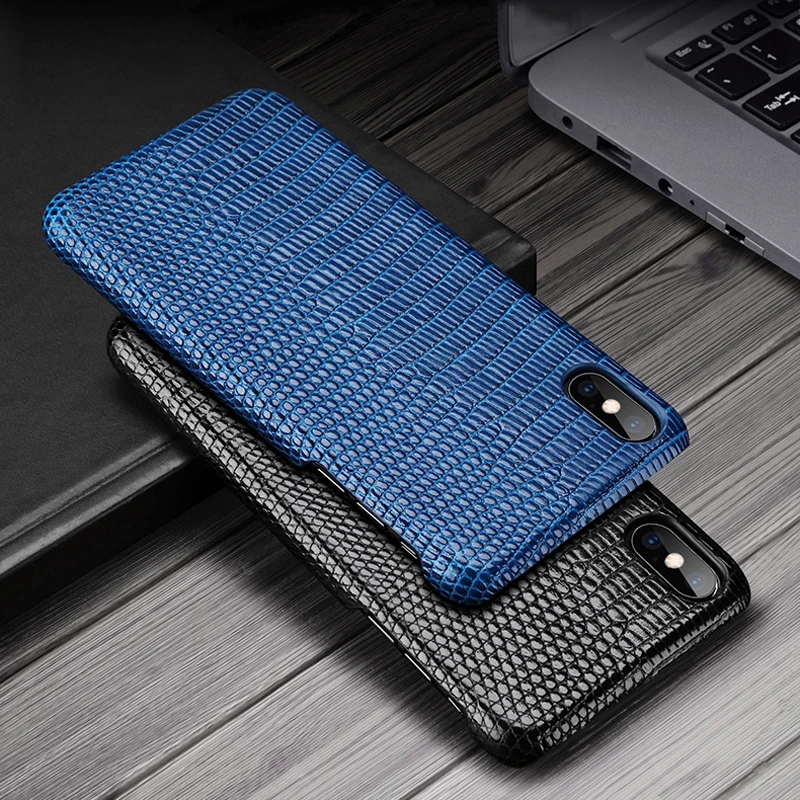 

Genuine Leather Case For Iphone XS Max Cover Back Case Lizard Pattern Protector Coque For Apple Iphone X XS Leather Case Housing