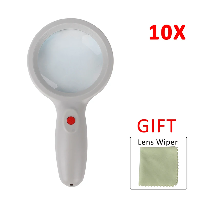 

Portable Handheld 10X Magnifying Glass 18 LED Lights High Magnification Magnifying Glass Upgraded Illuminated Magnifier Lamp