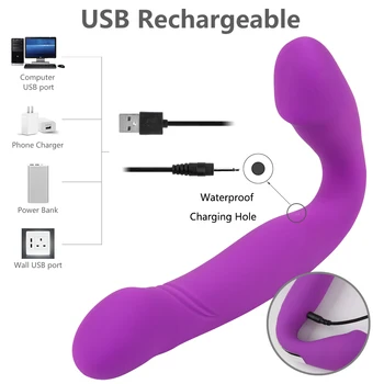 Erotic Strapless Strapon Dildo Vibrators Sexual Wireless Strap on Lesbian Double Ended Dildo Anal Plug Adult Sex Toys for Woman 5