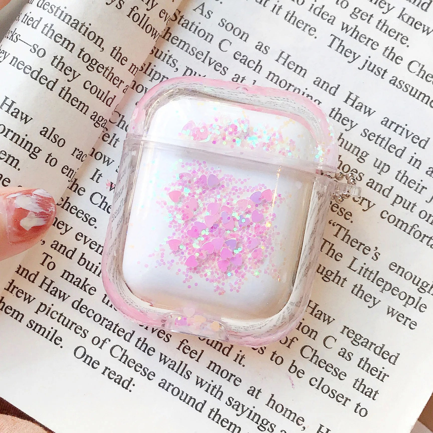 Pink EKONEDA жидкий Блестящий Защитный чехол для Airpods чехол прозрачный жесткий блестящий чехол для Airpods 1 чехол Airpods 2 Чехол - Цвет: Pink