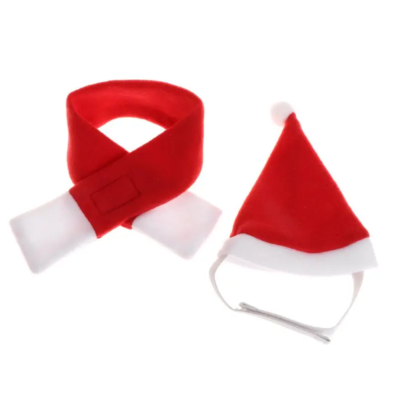 1 1 Set Christmas Pet Hat Scarf Triangle Cap Scarves Dog Puppy Cat Kitten Gifts Halloween Cosplay Costume Funny Decoration Red